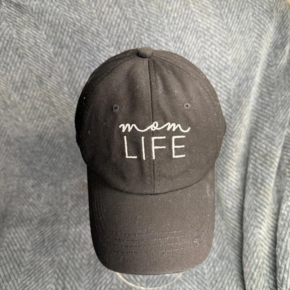 Mom Life Slideback Hat Black One Size Adjustable Embroidered Cap